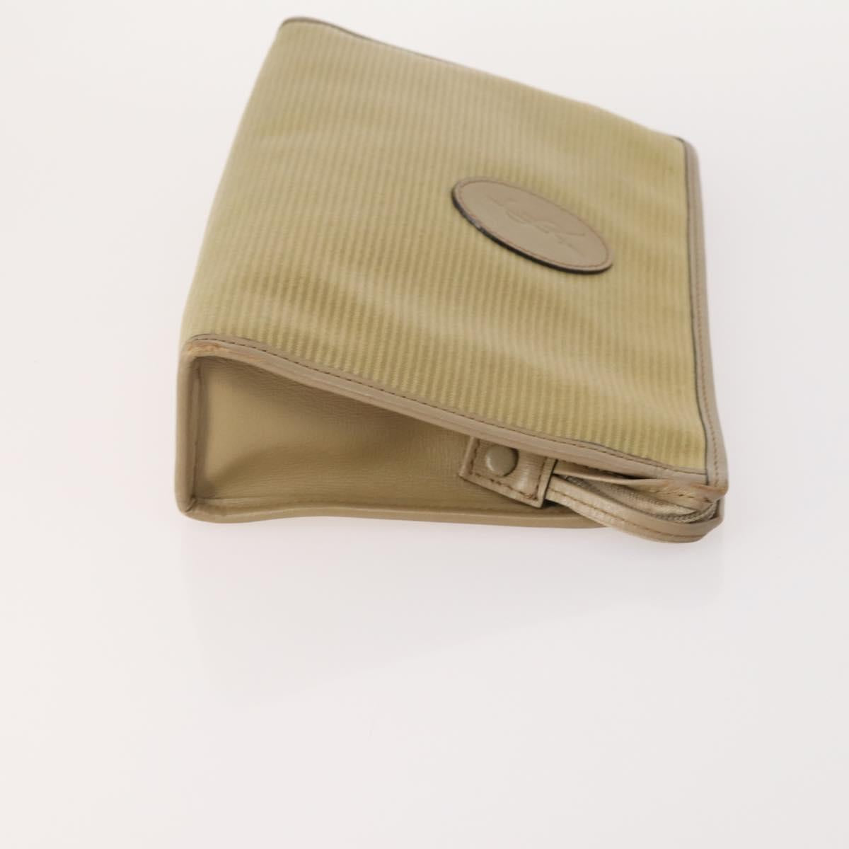 SAINT LAURENT Clutch Bag PVC Leather Coated Canvas 3 Set Beige Auth bs32596