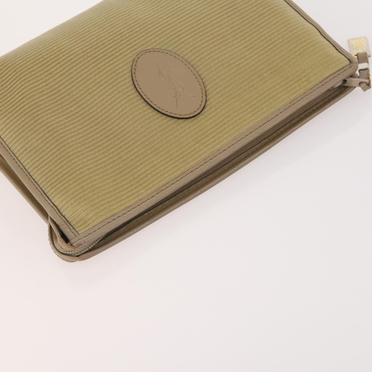 SAINT LAURENT Clutch Bag PVC Leather Coated Canvas 3 Set Beige Auth bs32596