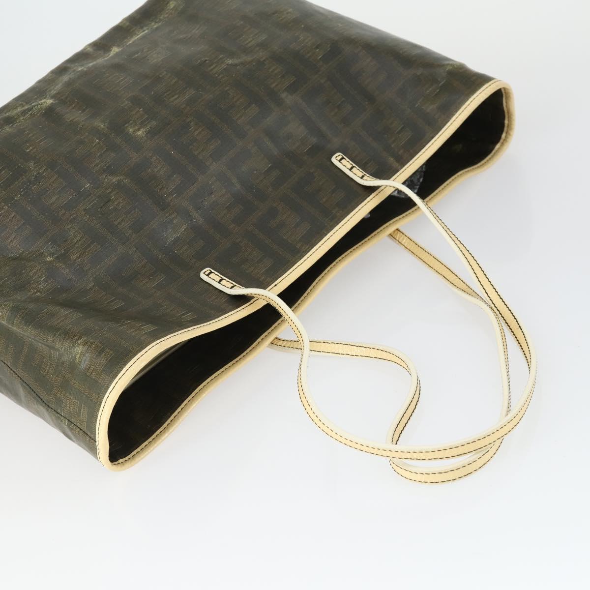 FENDI Zucca Canvas Zucchino Canvas Hand Bag PVC 2 Set Black Brown Auth bs32597