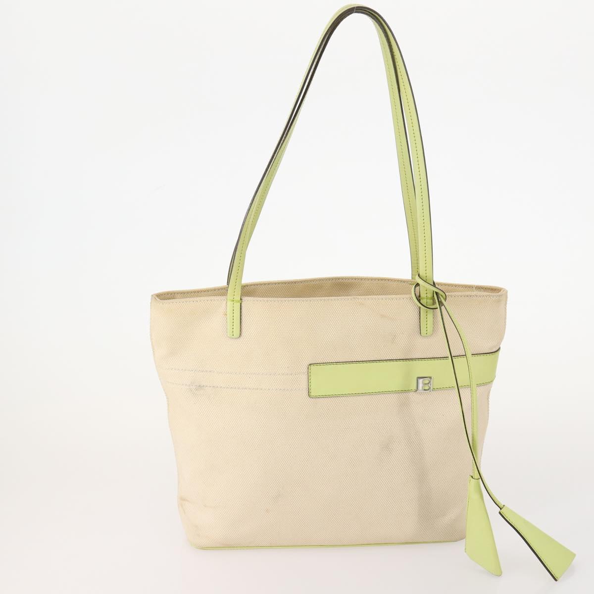 BALLY Chain Shoulder Bag Canvas Leather 3 Set Beige Black Auth bs32600