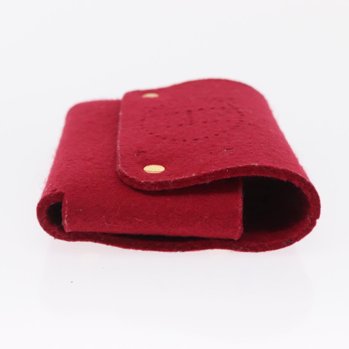 HERMES Clutch Bag Cotton Leather 2 Set Red Blue Auth bs32605