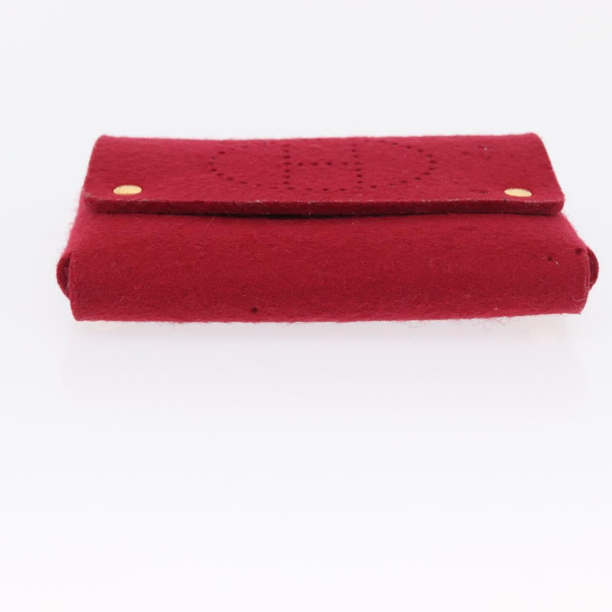 HERMES Clutch Bag Cotton Leather 2 Set Red Blue Auth bs32605