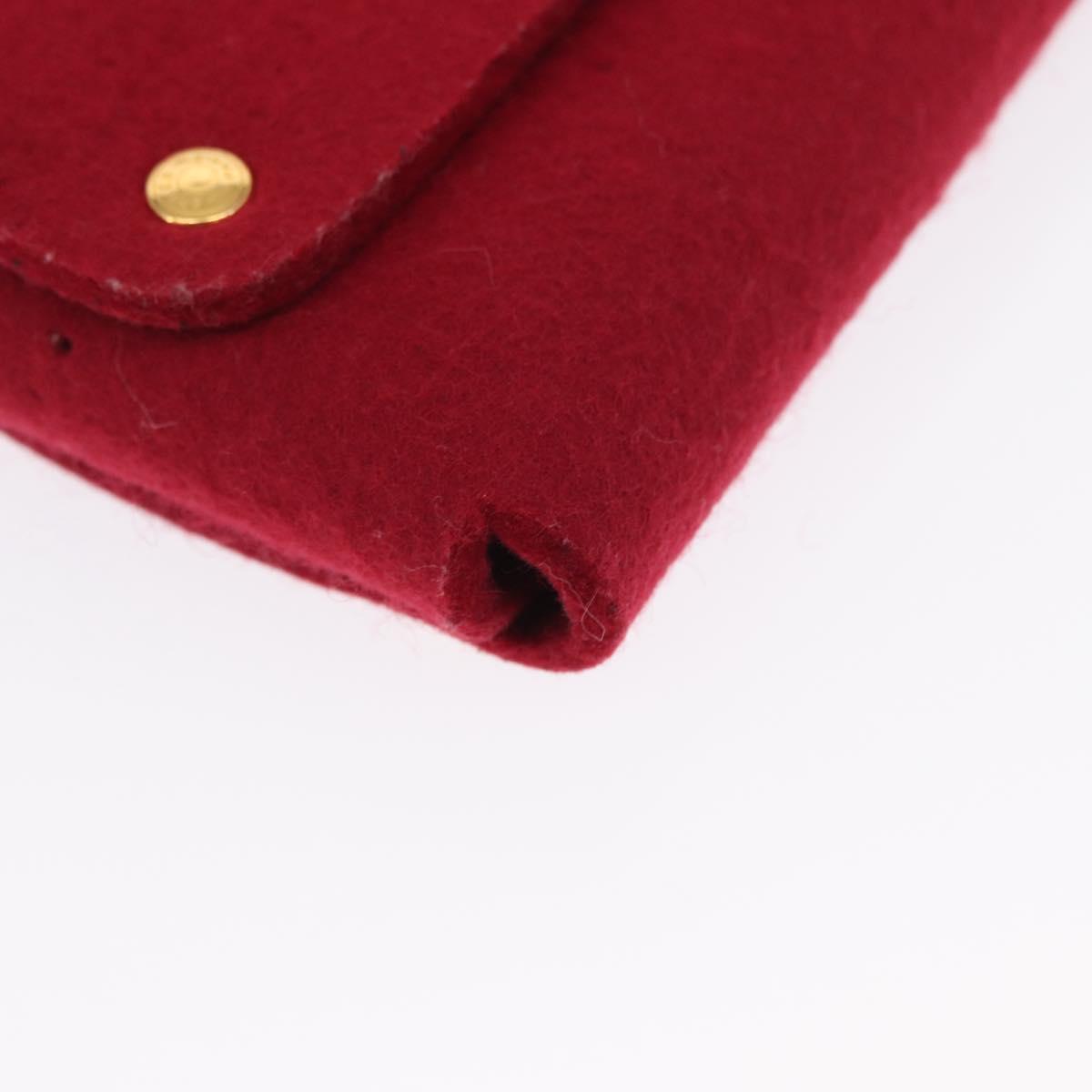 HERMES Clutch Bag Cotton Leather 2 Set Red Blue Auth bs32605