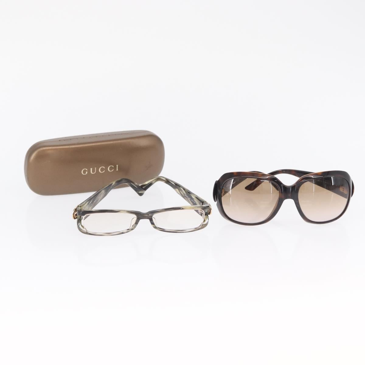 GUCCI Glasses Sunglasses plastic 2 Set Black Brown Auth bs32606