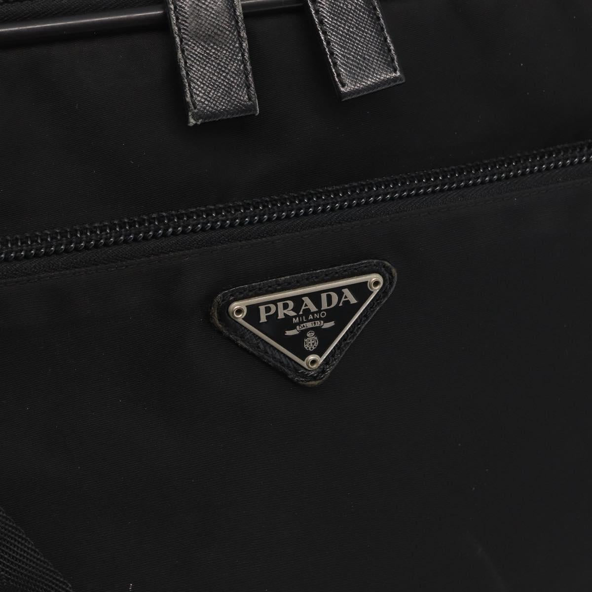 PRADA Hand Bag Nylon 2way Black Silver Auth bs32628