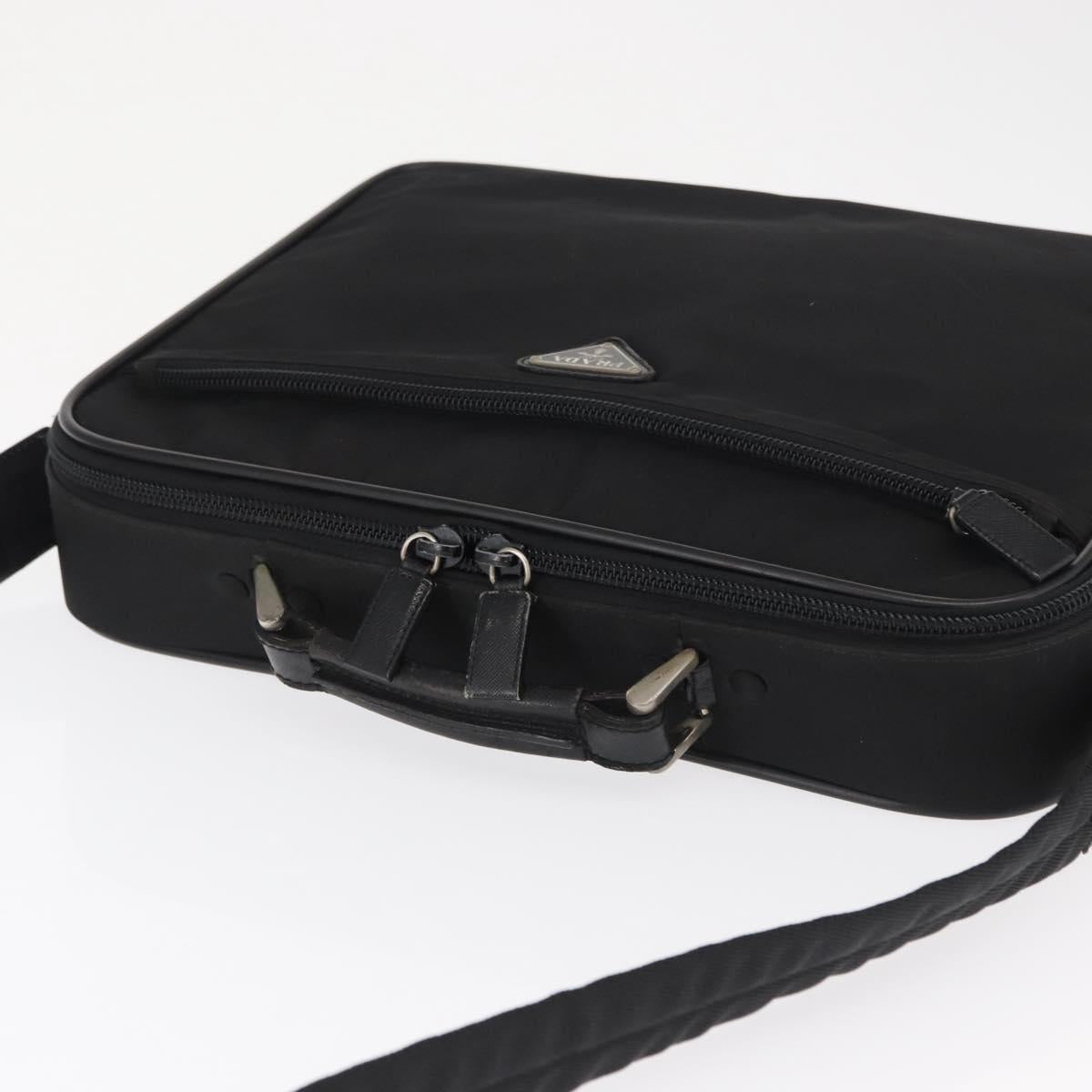 PRADA Hand Bag Nylon 2way Black Silver Auth bs32628