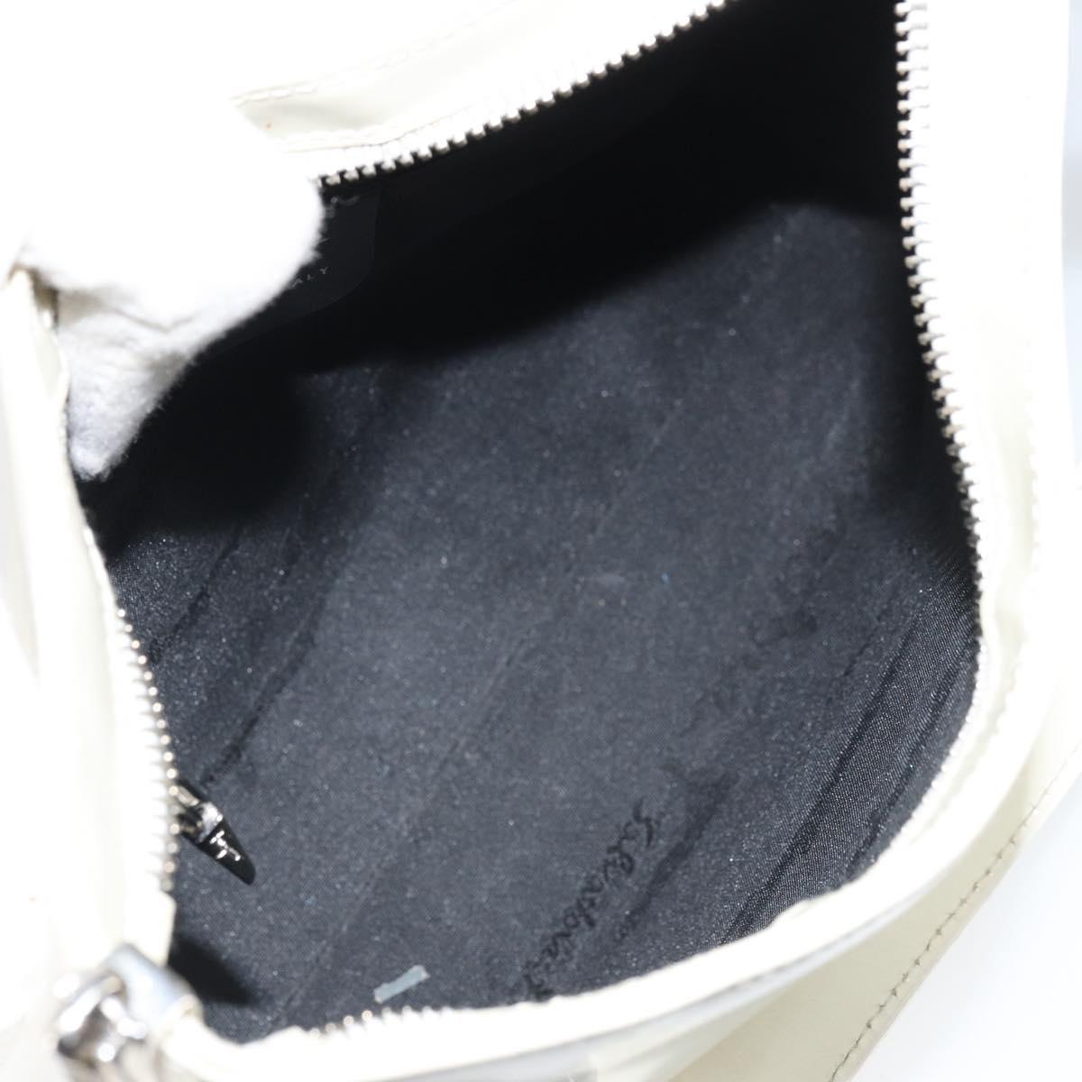 Salvatore Ferragamo Shoulder Bag Leather White Silver Auth bs32629