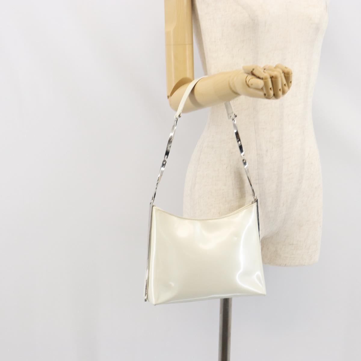 Salvatore Ferragamo Shoulder Bag Leather White Silver Auth bs32629