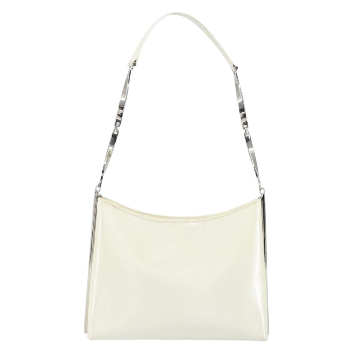Salvatore Ferragamo Shoulder Bag Leather White Silver Auth bs32629