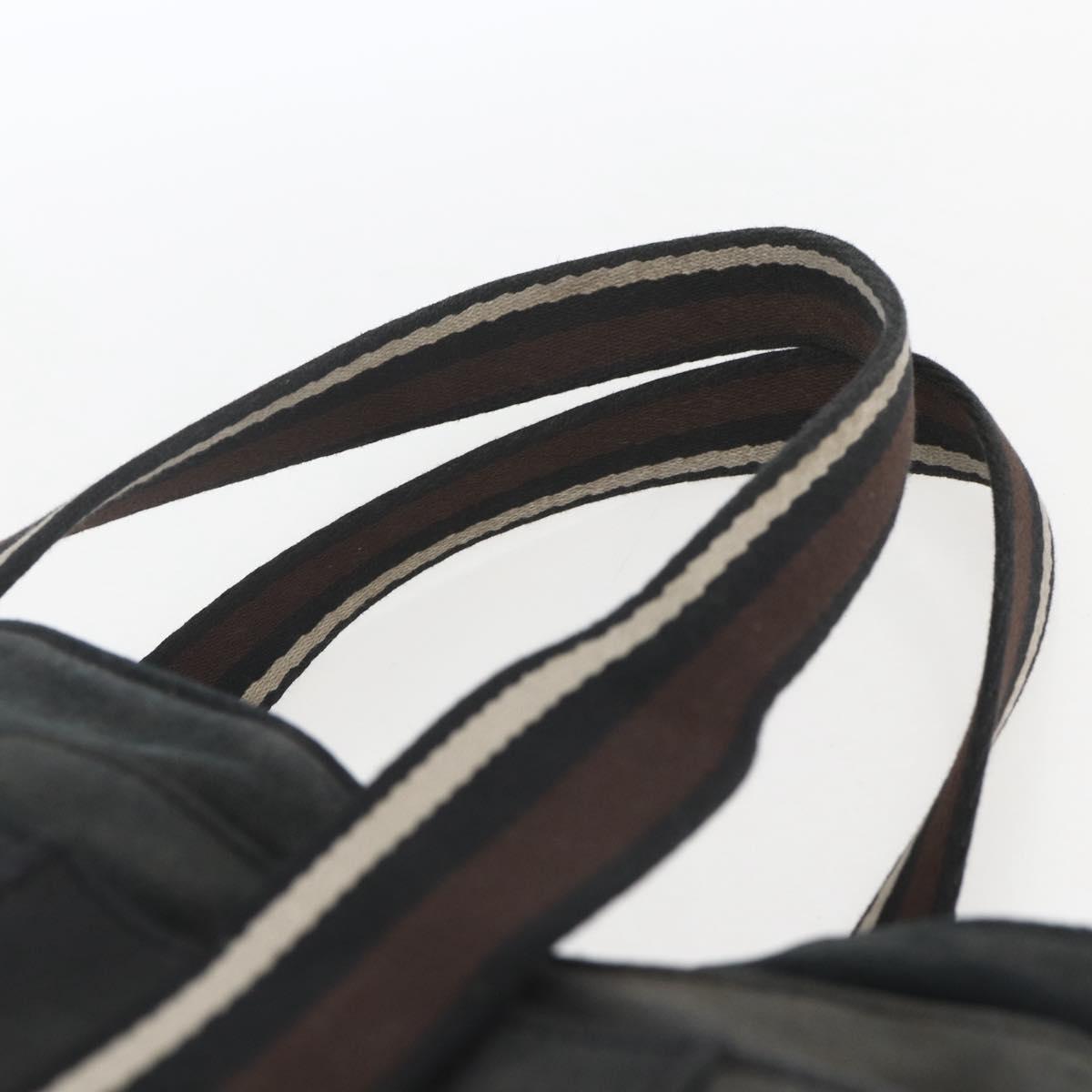 HERMES Toroca Horizontal MM Hand Bag Canvas Black Brown Auth bs32632