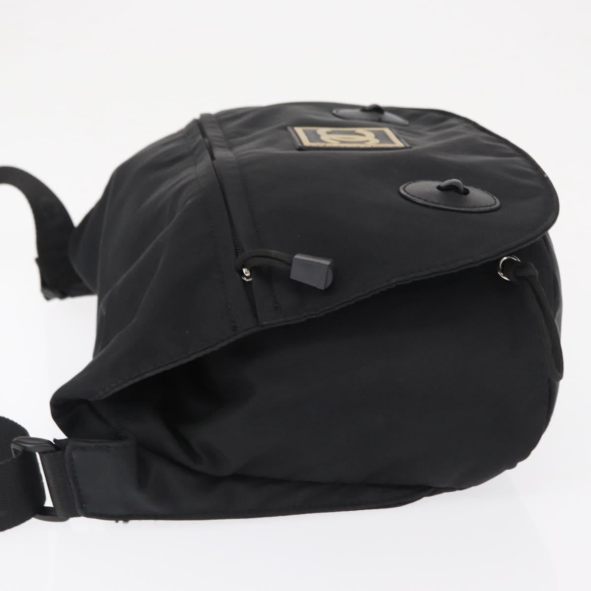 CHANEL Shoulder Bag Nylon Black Silver CC Auth bs32634