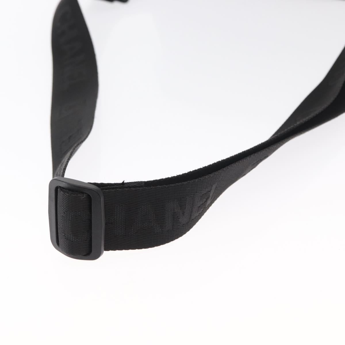 CHANEL Shoulder Bag Nylon Black Silver CC Auth bs32634