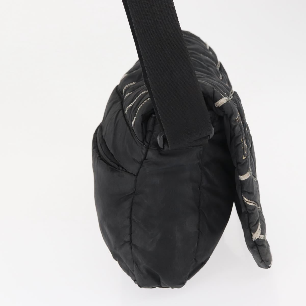 CHANEL Shoulder Bag Nylon Black CC Auth bs32635