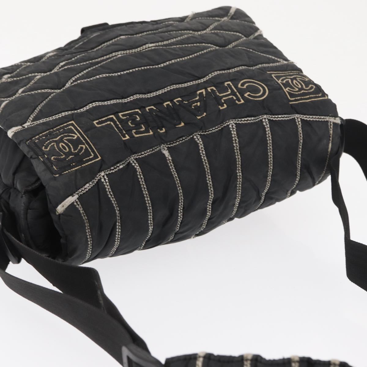 CHANEL Shoulder Bag Nylon Black CC Auth bs32635