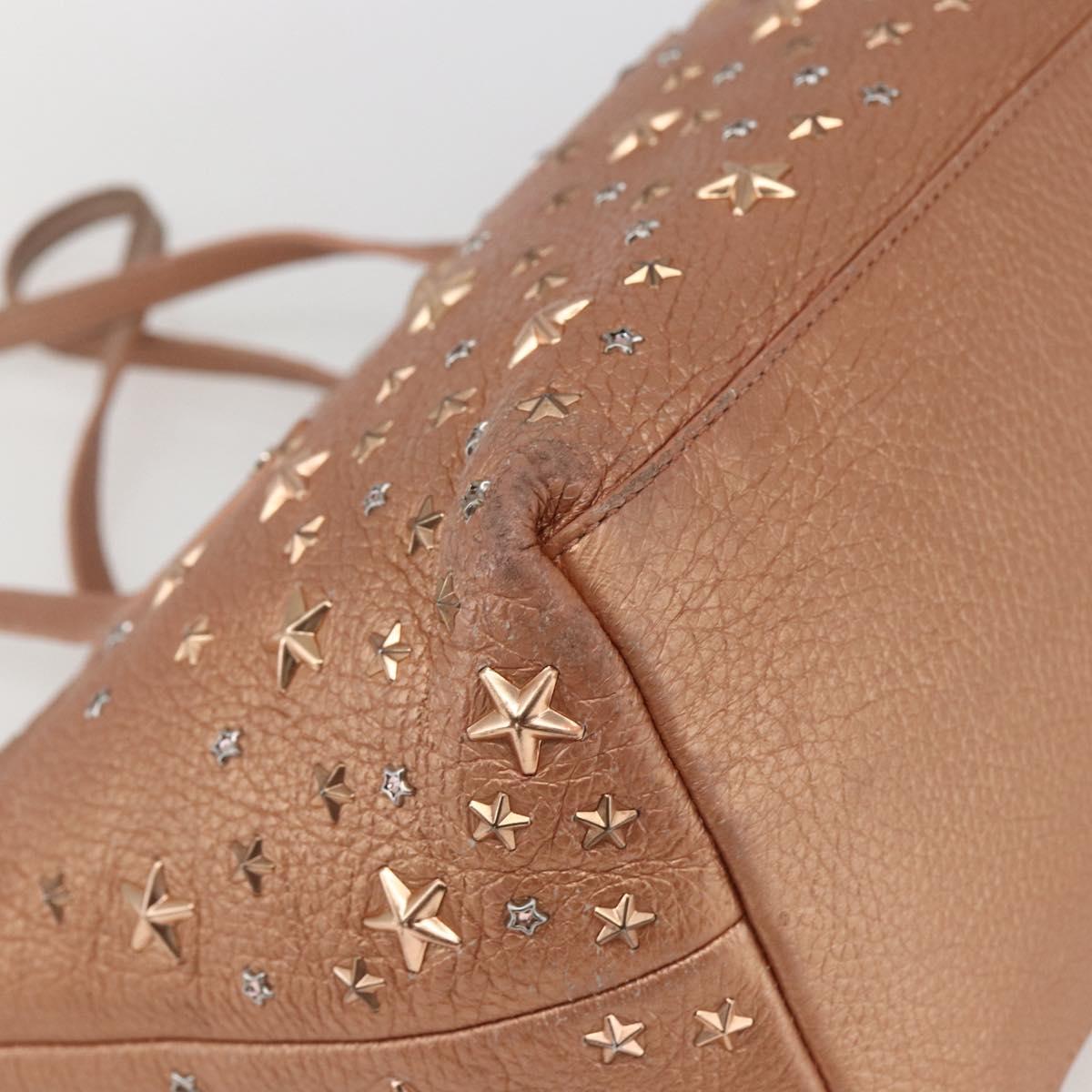 Jimmy Choo Tote Bag Leather Bronze Auth bs32636