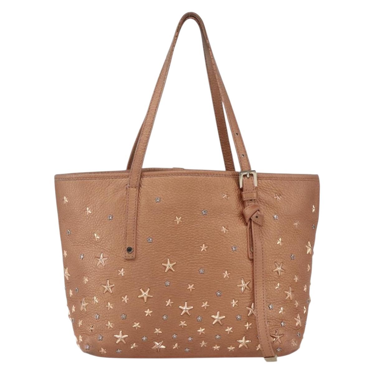 Jimmy Choo Tote Bag Leather Bronze Auth bs32636