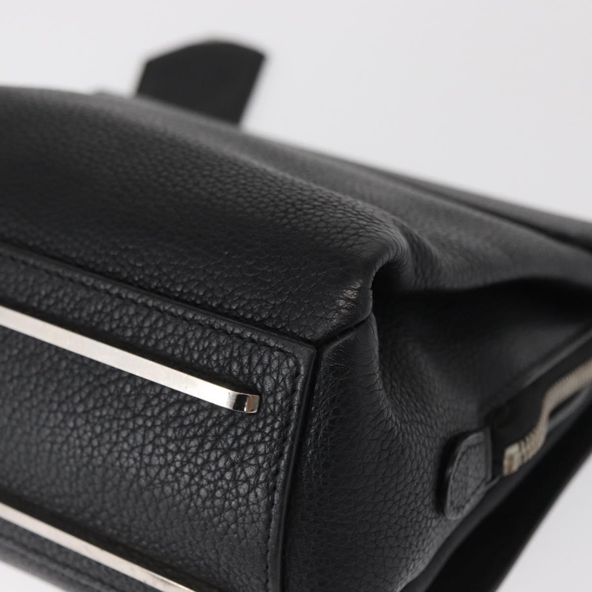 BALENCIAGA Rudis Hand Bag Leather Black Gold Auth bs32640