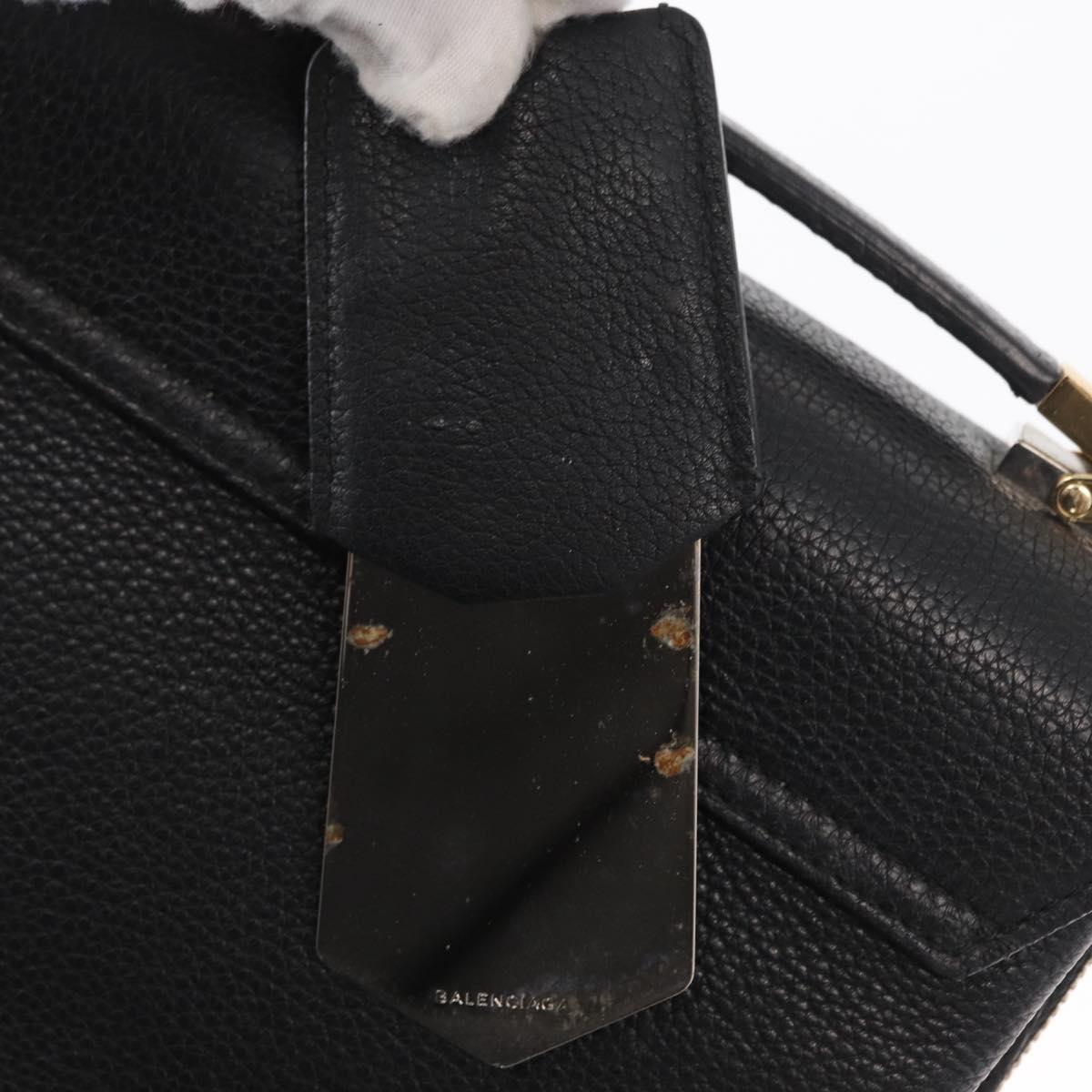 BALENCIAGA Rudis Hand Bag Leather Black Gold Auth bs32640
