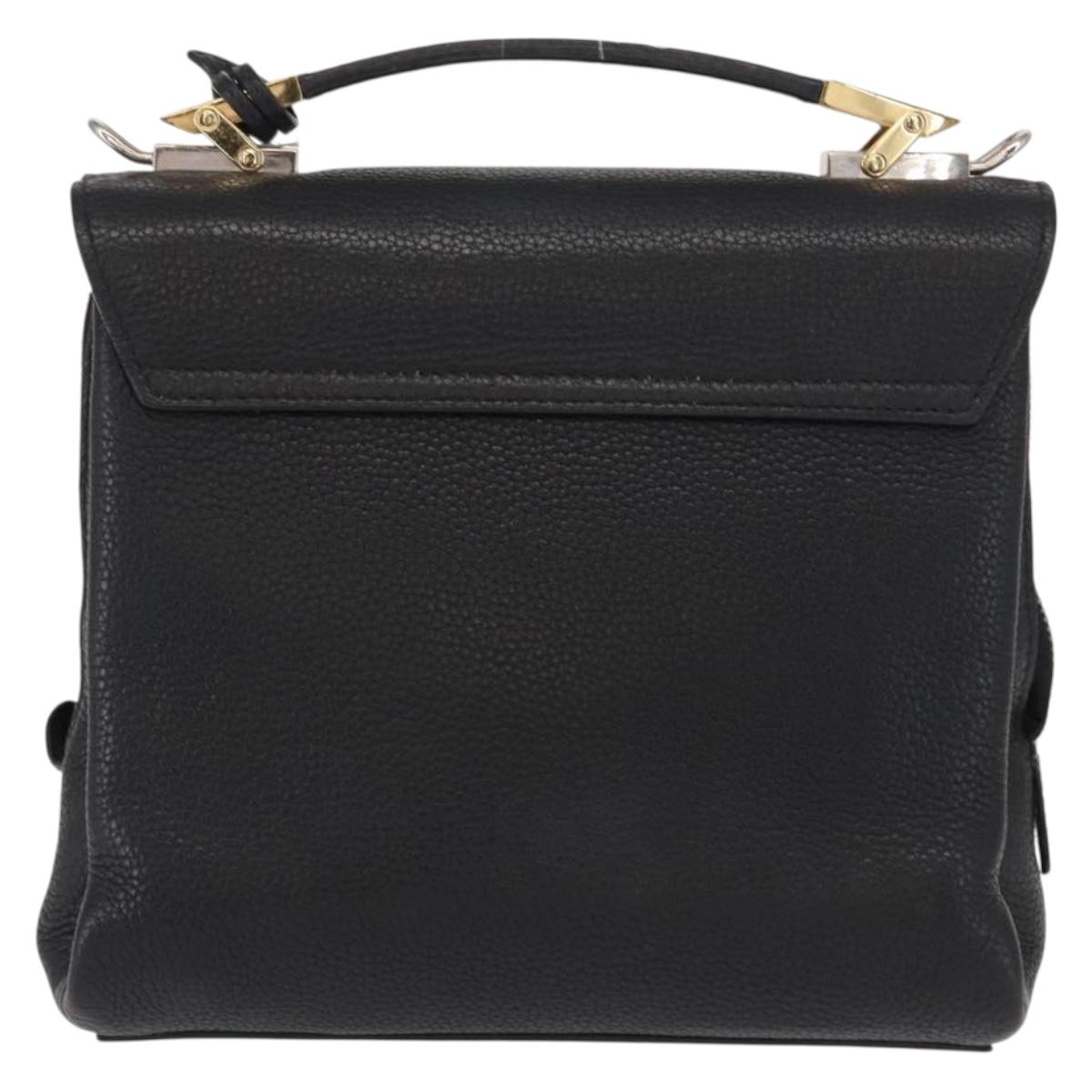 BALENCIAGA Rudis Hand Bag Leather Black Gold Auth bs32640