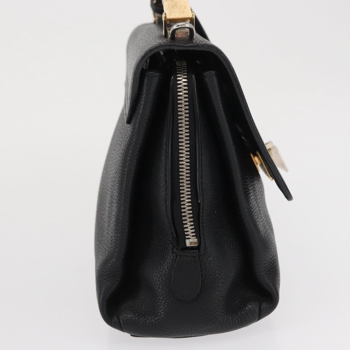 BALENCIAGA Rudis Hand Bag Leather Black Gold Auth bs32640