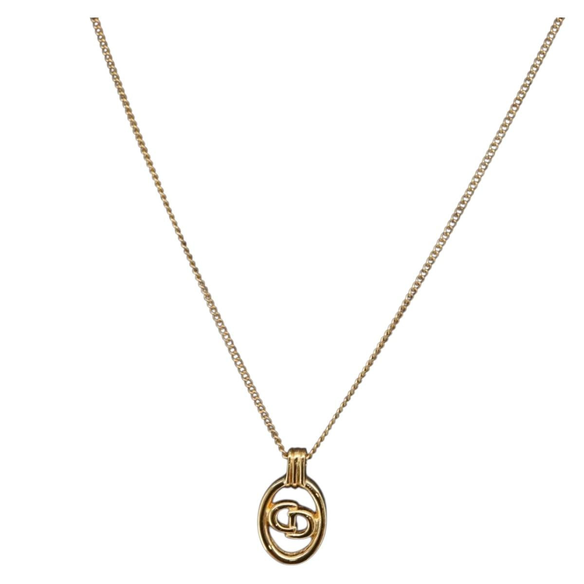 Christian Dior Necklace metal Gold Tone Auth bs32642