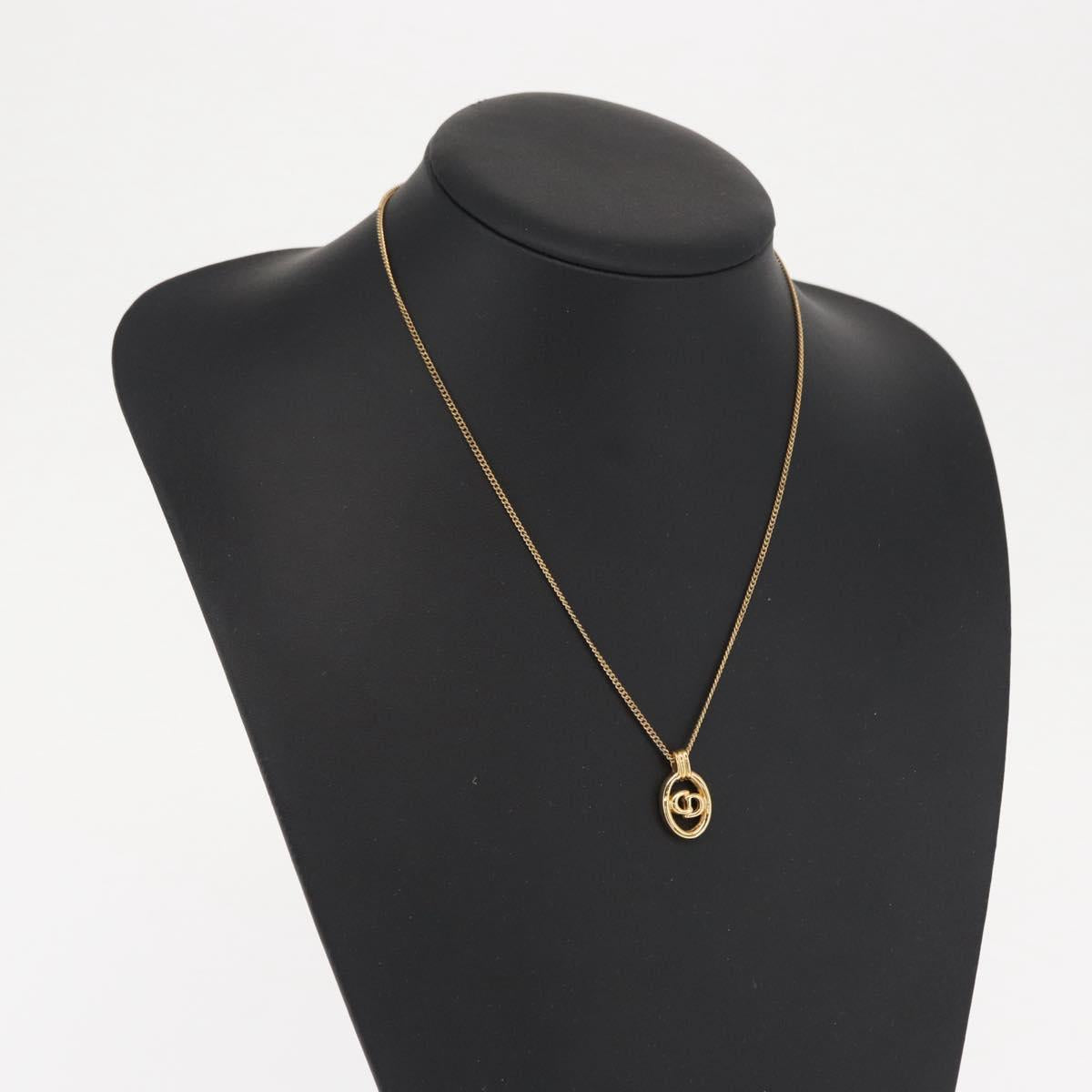 Christian Dior Necklace metal Gold Tone Auth bs32642