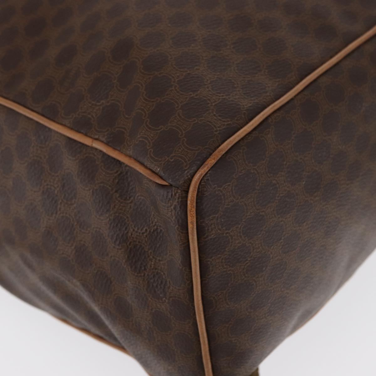 CELINE Macadam Canvas Backpack PVC Leather Brown Gold Auth bs32649
