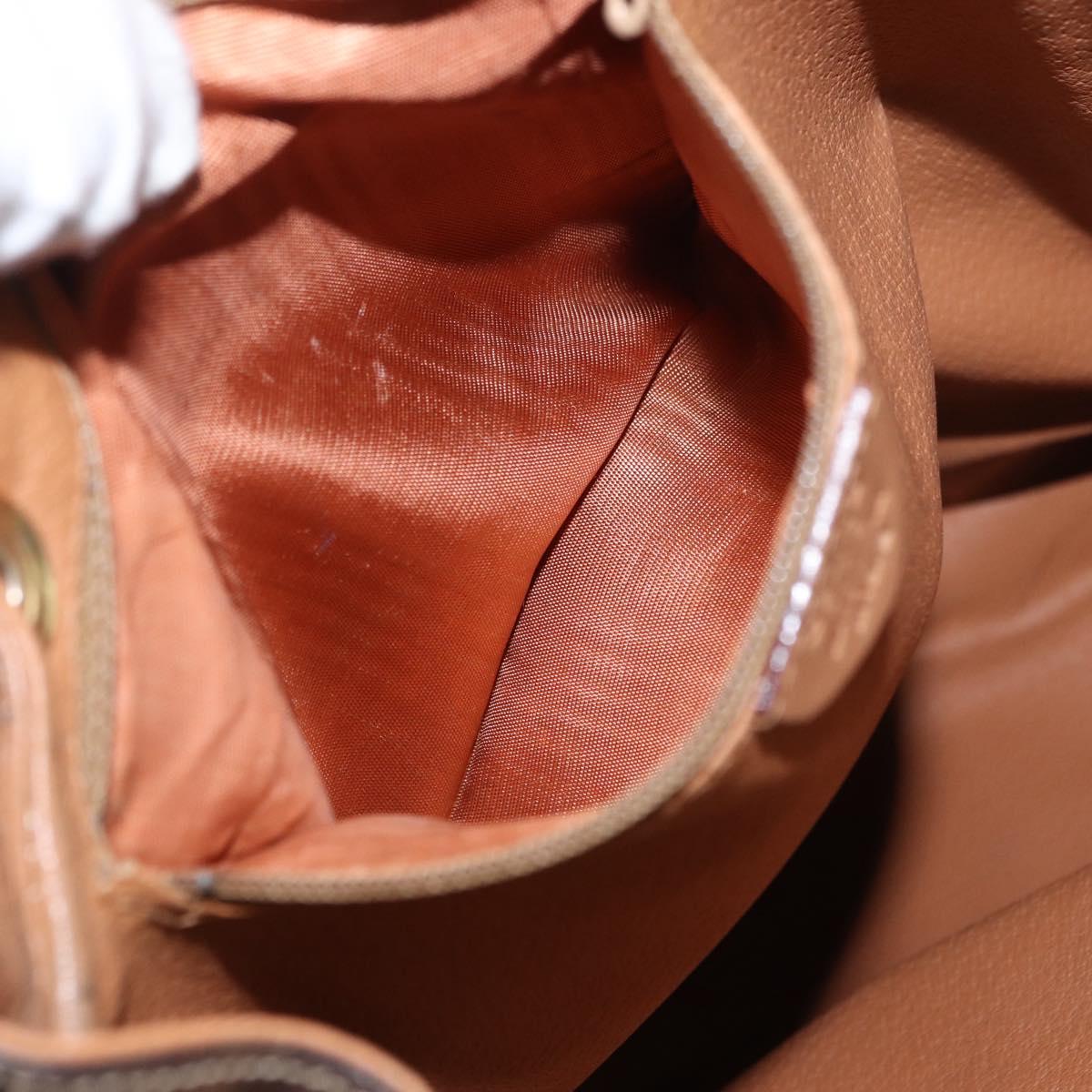CELINE Macadam Canvas Backpack PVC Leather Brown Gold Auth bs32649
