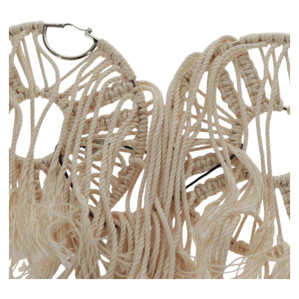 LOEWE Earring Canvas White Silver Auth bs32653V