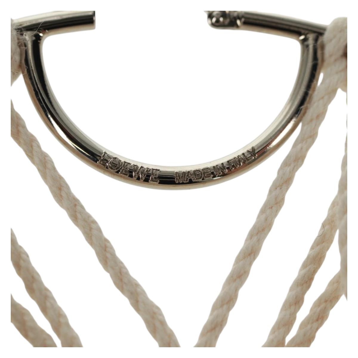 LOEWE Earring Canvas White Silver Auth bs32653V