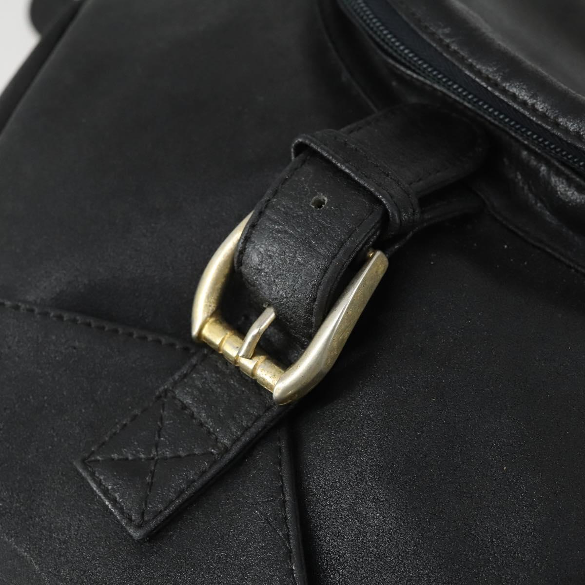 Gianni Versace Backpack Leather Black Gold Auth bs32654