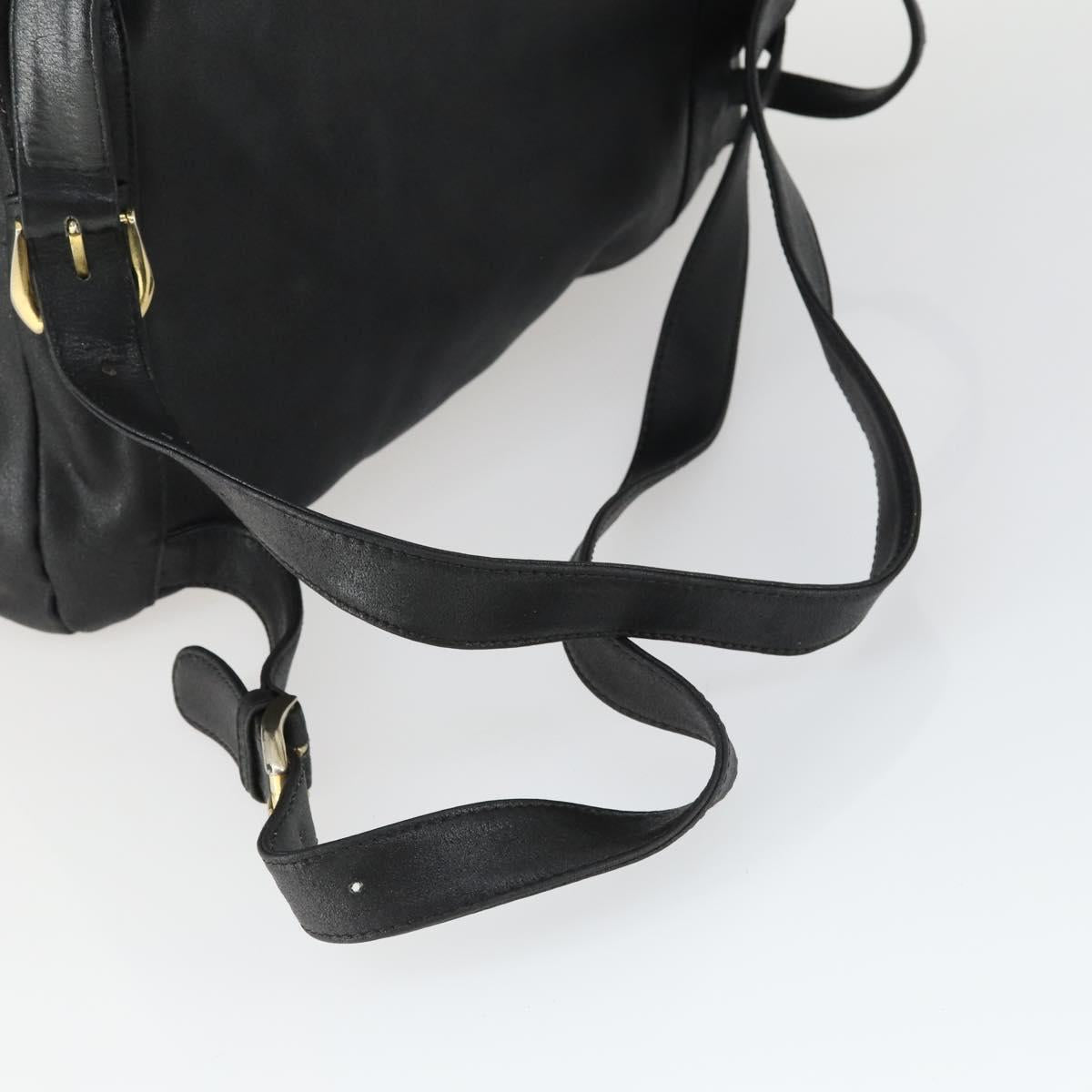 Gianni Versace Backpack Leather Black Gold Auth bs32654