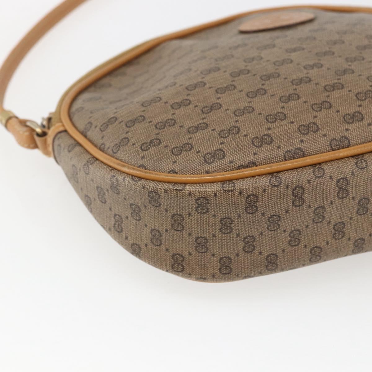 GUCCI Micro GG Supreme Shoulder Bag PVC Beige Gold Auth bs32661