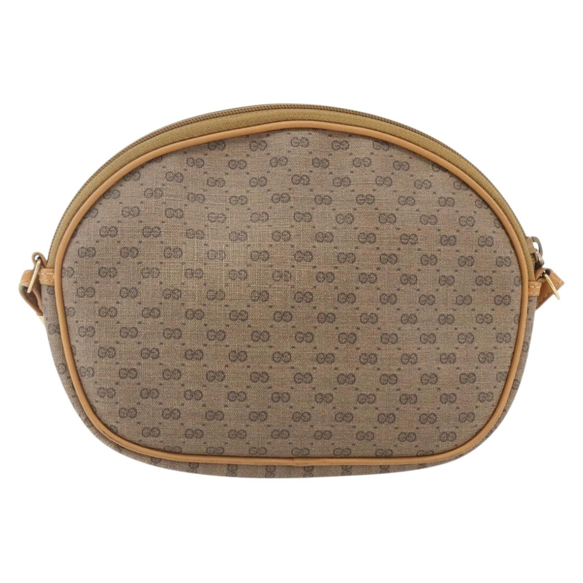 GUCCI Micro GG Supreme Shoulder Bag PVC Beige Gold Auth bs32661