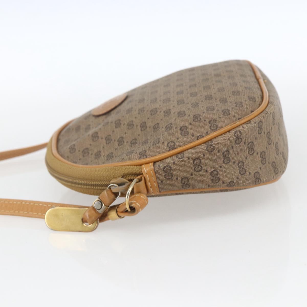 GUCCI Micro GG Supreme Shoulder Bag PVC Beige Gold Auth bs32661