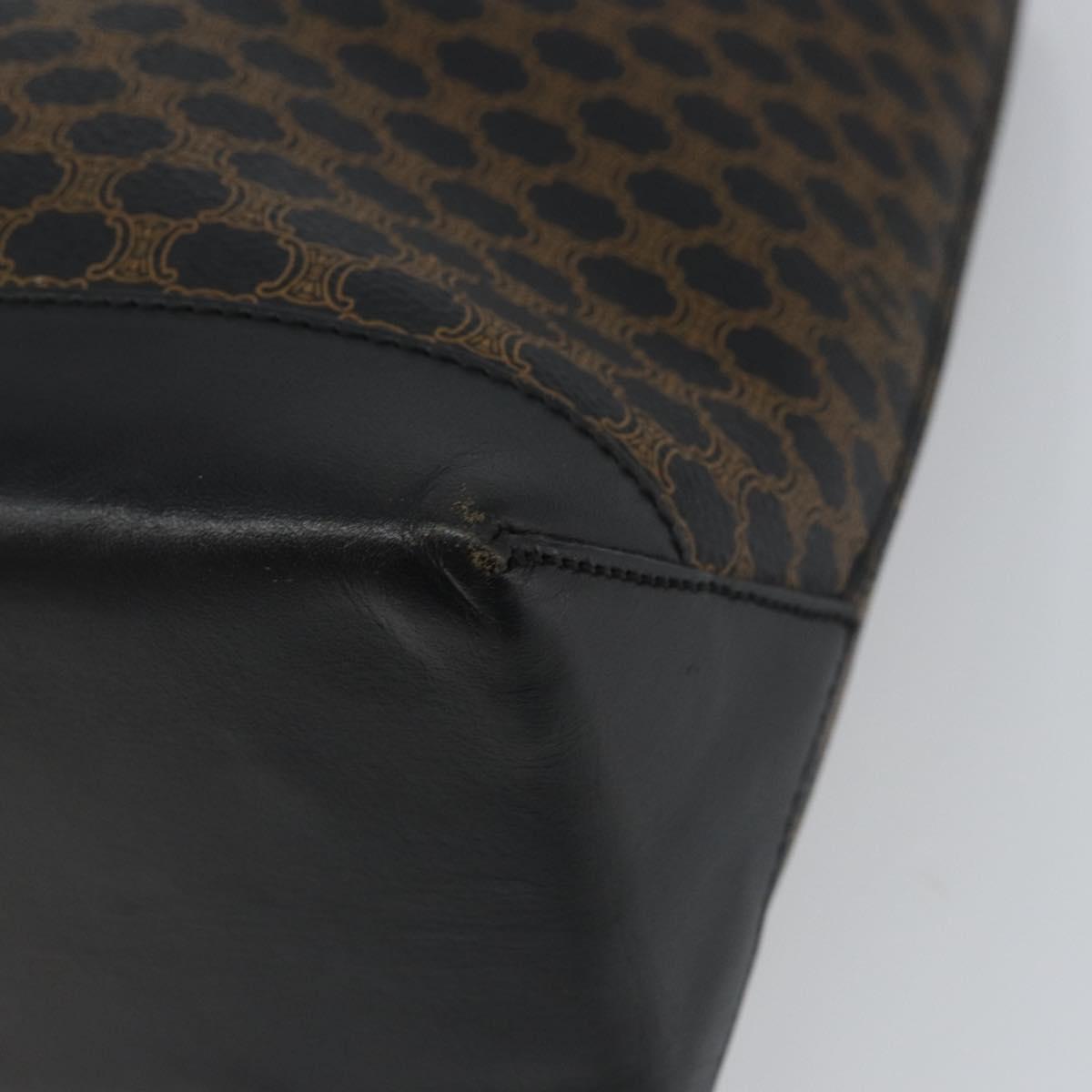 CELINE Macadam Canvas Tote Bag PVC Leather Black Gold Auth bs32663