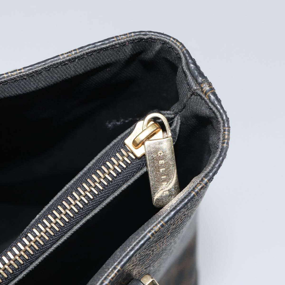 CELINE Macadam Canvas Tote Bag PVC Leather Black Gold Auth bs32663