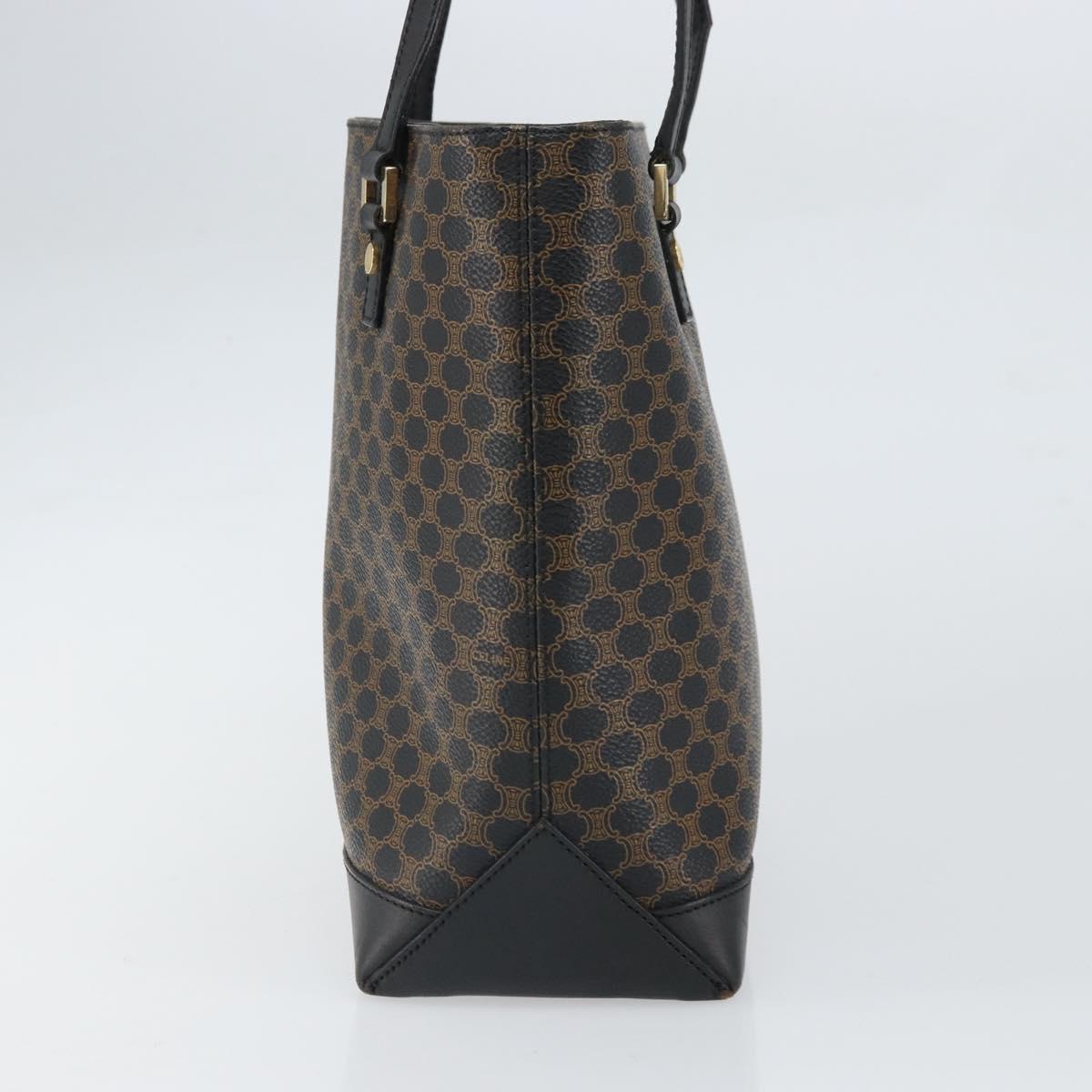CELINE Macadam Canvas Tote Bag PVC Leather Black Gold Auth bs32663