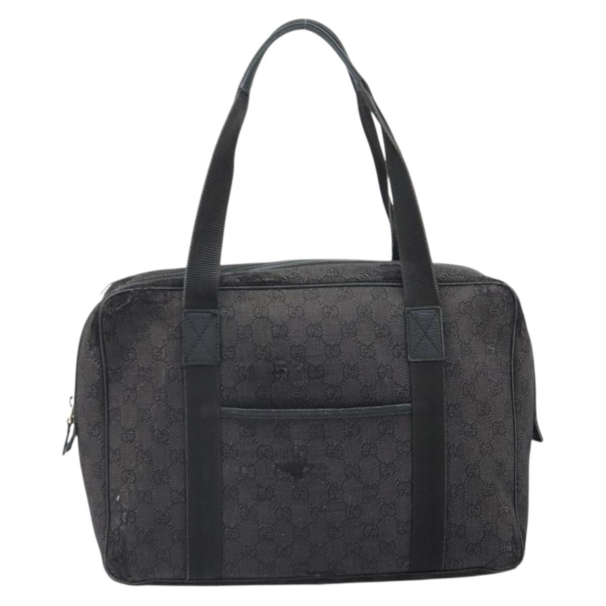 GUCCI GG Canvas Hand Bag Black 282529 Auth bs32670