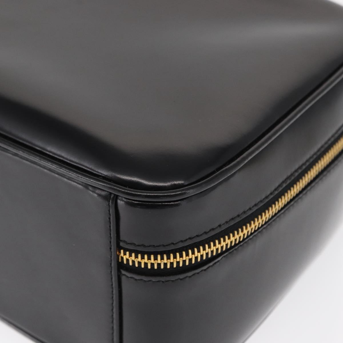 GUCCI Vanity Hand Bag Patent leather Black Gold 000 2040 0323 Auth bs32671