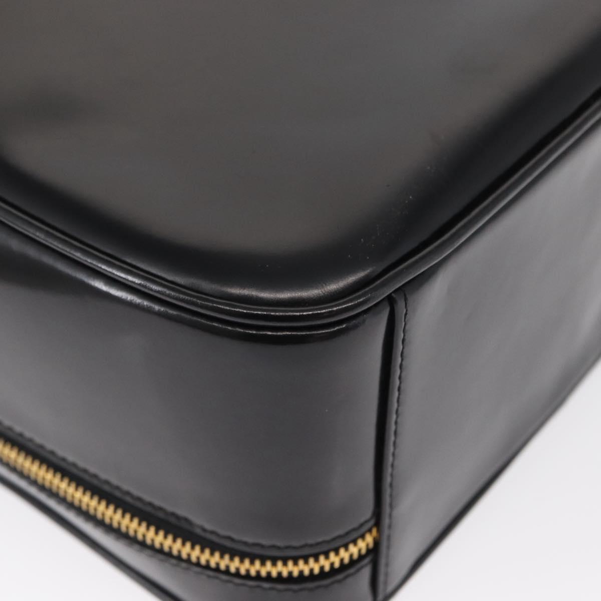 GUCCI Vanity Hand Bag Patent leather Black Gold 000 2040 0323 Auth bs32671