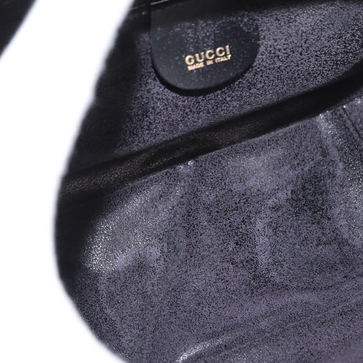 GUCCI Vanity Hand Bag Patent leather Black Gold 000 2040 0323 Auth bs32671