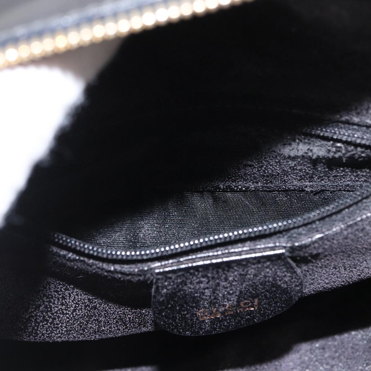 GUCCI Vanity Hand Bag Patent leather Black Gold 000 2040 0323 Auth bs32671