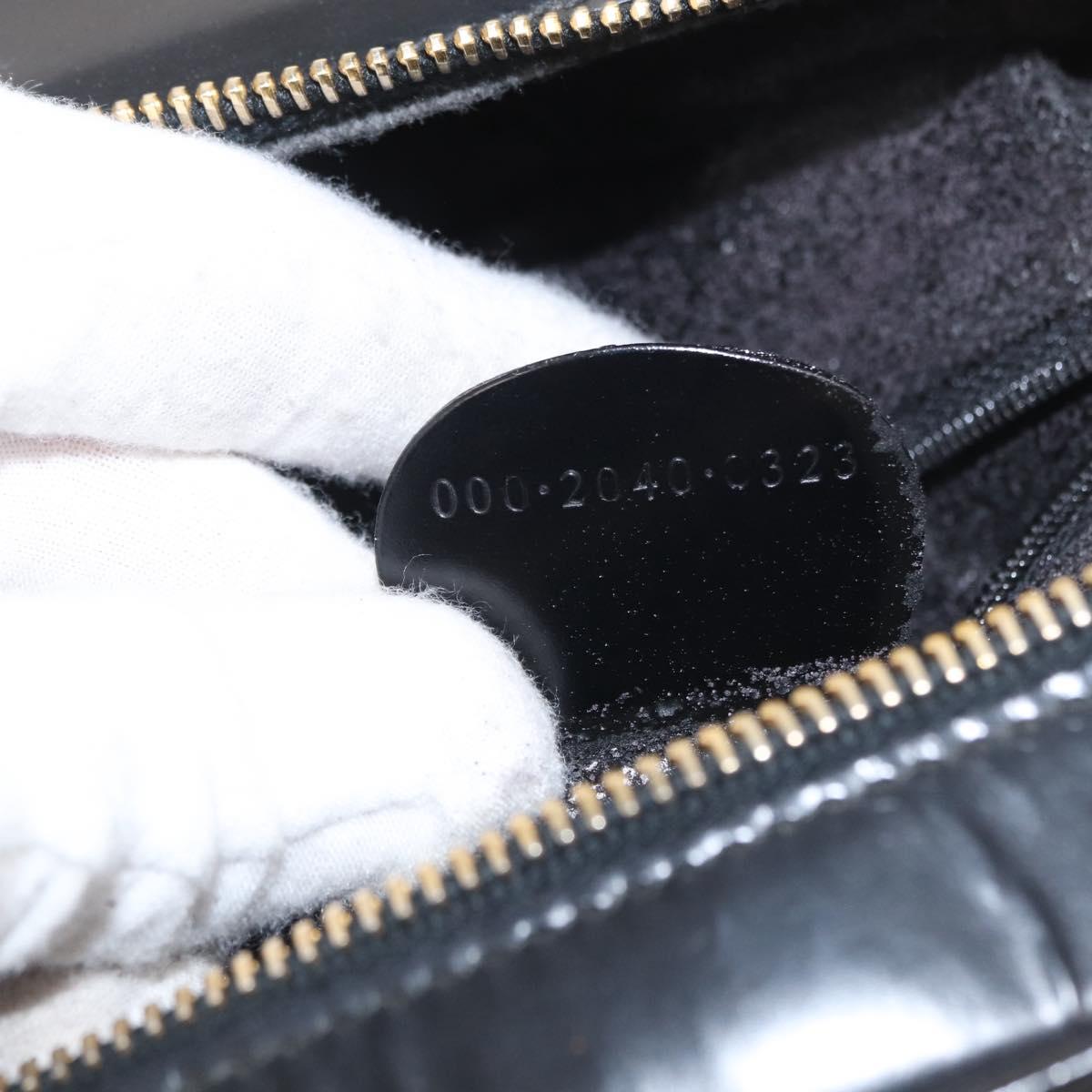 GUCCI Vanity Hand Bag Patent leather Black Gold 000 2040 0323 Auth bs32671