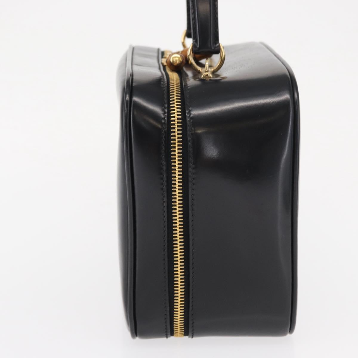 GUCCI Vanity Hand Bag Patent leather Black Gold 000 2040 0323 Auth bs32671