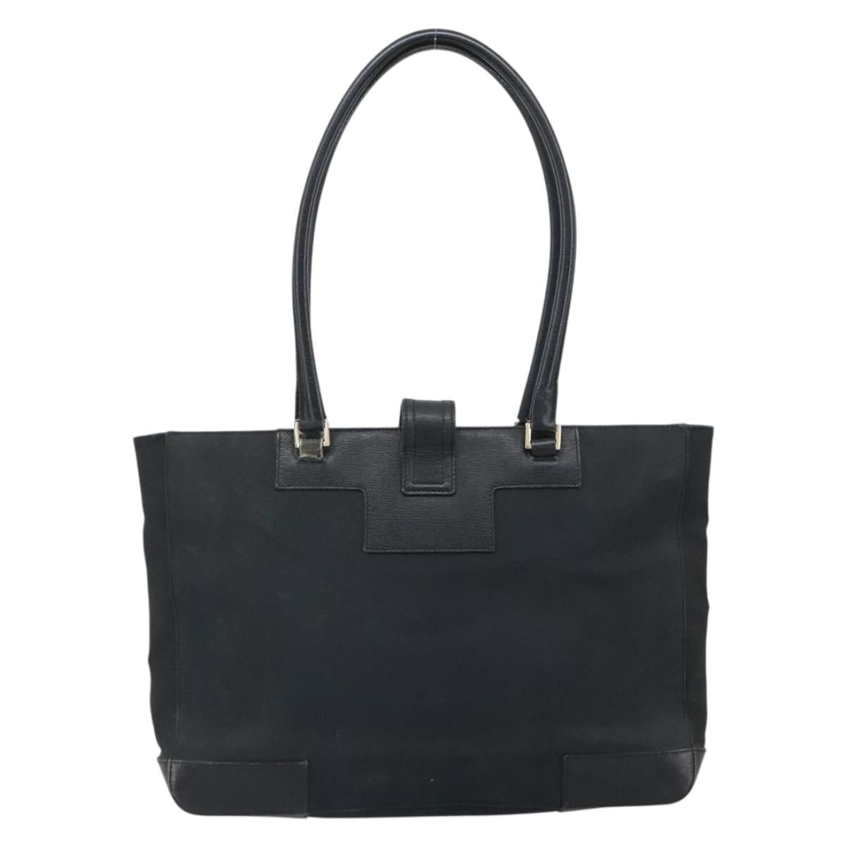 GUCCI Tote Bag Canvas Black Gold 002 1109 Auth bs32672