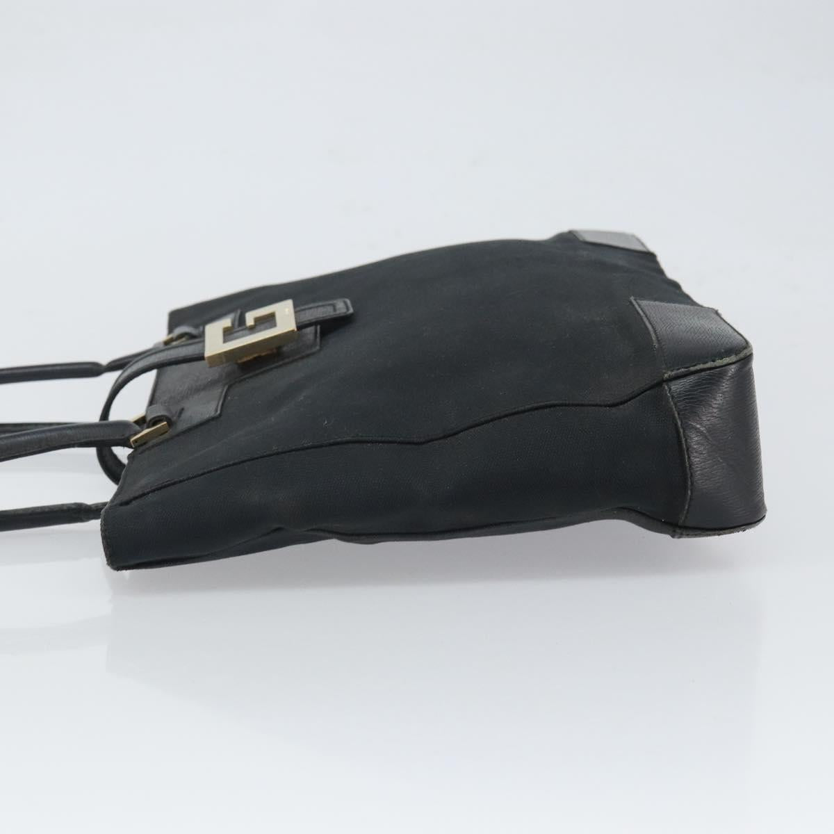 GUCCI Tote Bag Canvas Black Gold 002 1109 Auth bs32672