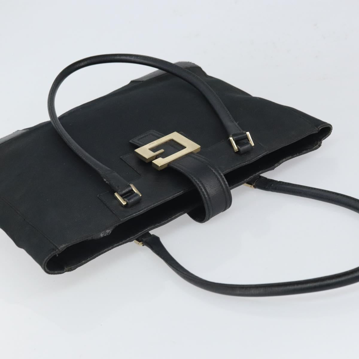 GUCCI Tote Bag Canvas Black Gold 002 1109 Auth bs32672