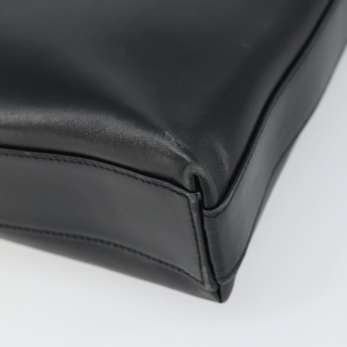 Salvatore Ferragamo Shoulder Bag Leather Black Silver Auth bs32686