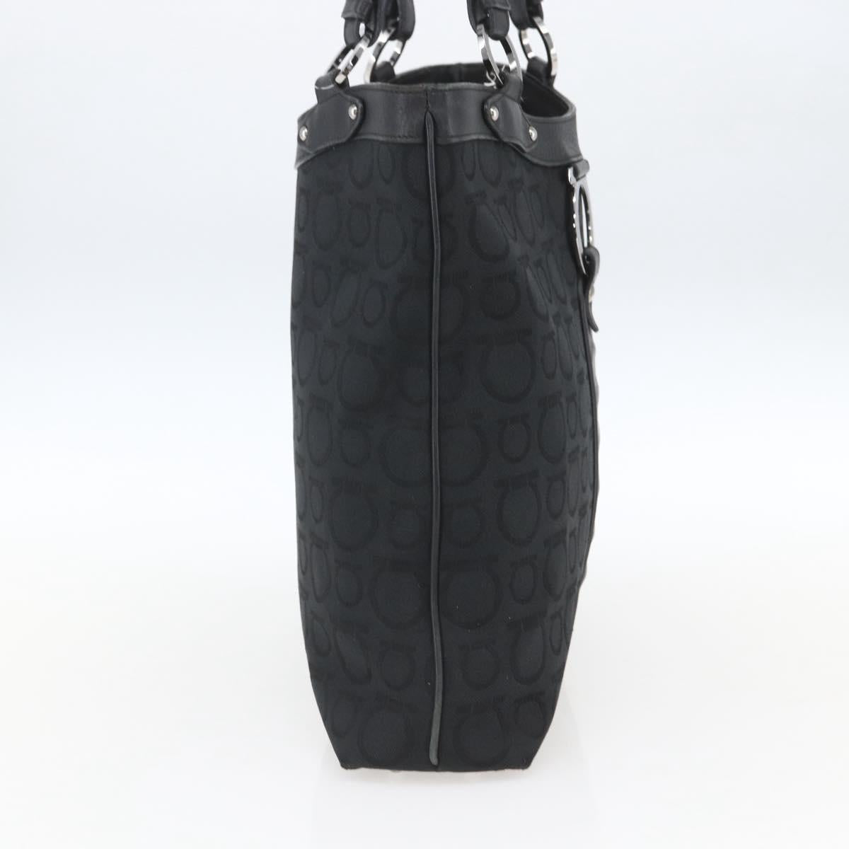 Salvatore Ferragamo Tote Bag Canvas Black Silver Auth bs32688